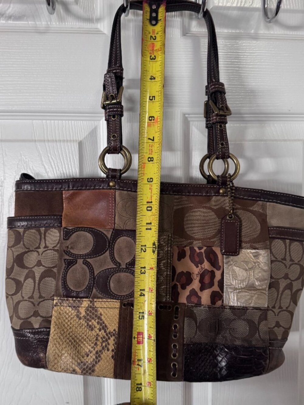 Coach Rare Vintage Y2K Signature Patchwork Tote Handbag Canvas Leather Suede GUC - Picture 13 of 13